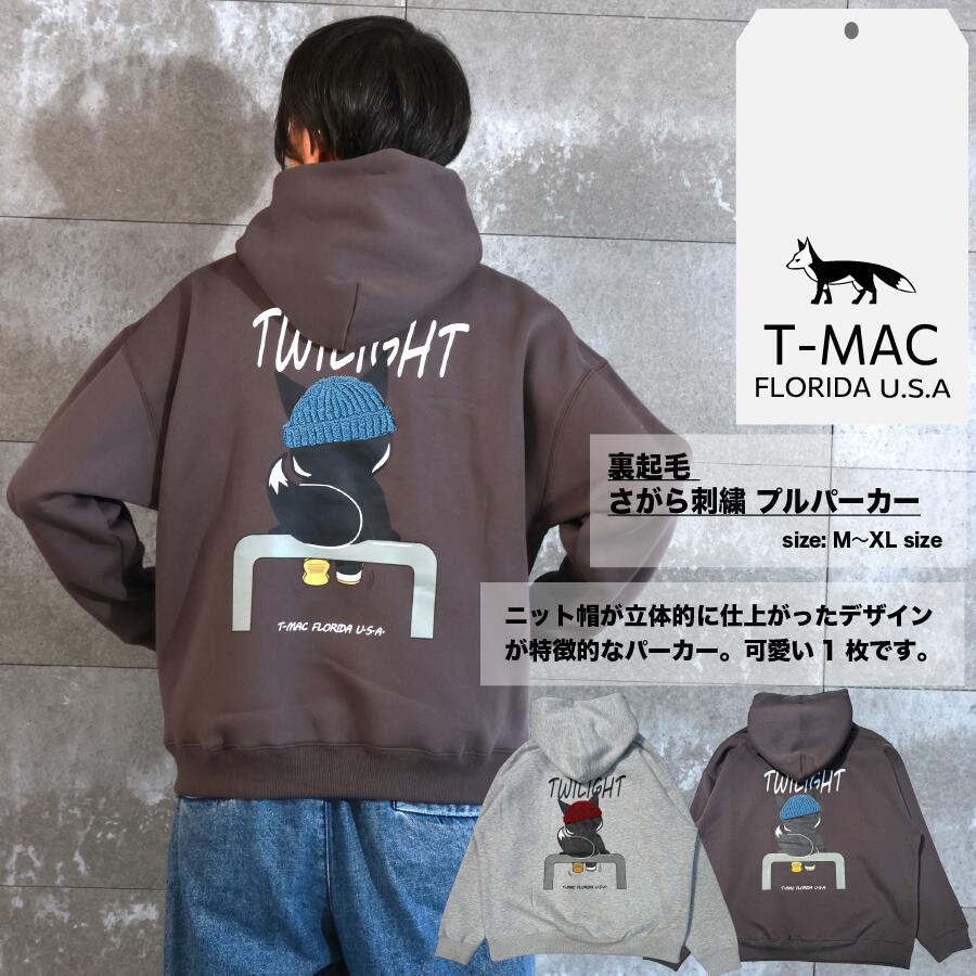 T-MAC サガラ刺繍　きつねプリントフーディー