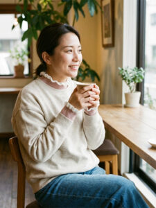 フリル付きニット