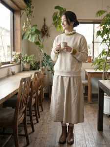 フリル付きニット